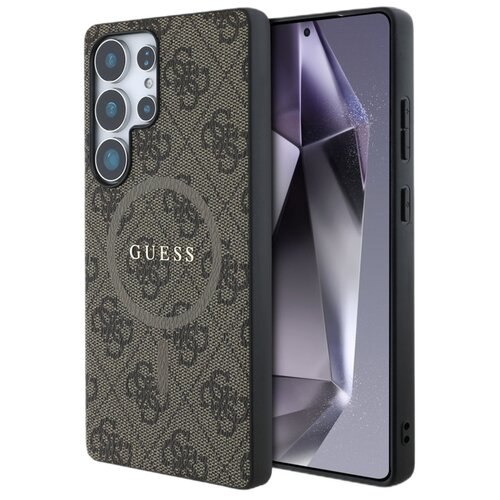 Etui GUESS Leather 4G Colored Ring Classic Logo MagSafe do Samsung Galaxy S25 Ultra Brązowy