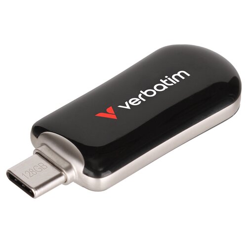 Pendrive VERBATIM Plectra 128GB, USB-C 3.0, Odczyt 100 Mb/s, Zapis 25 Mb/s, Czarny