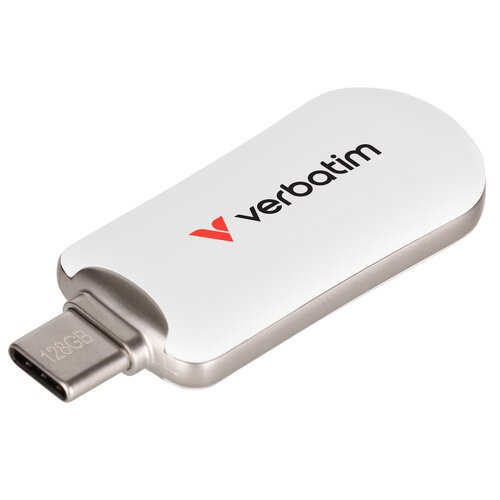 Pendrive VERBATIM Plectra 128GB, USB-C 3.0, Odczyt 100 Mb/s, Zapis 25 Mb/s, Biały