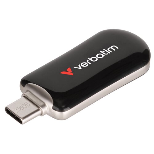 Pendrive VERBATIM Plectra 256GB, USB-C 3.0, Odczyt 100 Mb/s, Zapis 25 Mb/s, Czarny