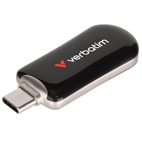 Pendrive VERBATIM Plectra 512GB, USB-C 3.0, Odczyt 100 Mb/s, Zapis 25 Mb/s, Czarny