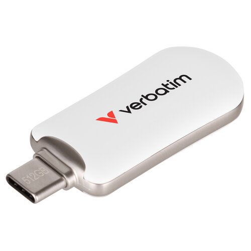 Pendrive VERBATIM Plectra 512GB, USB-C 3.0, Odczyt 100 Mb/s, Zapis 25 Mb/s, Biały