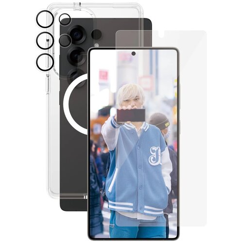 Etui PANZERGLASS Flagship 3w1 do Samsung Galaxy S25 Ultra Przezroczysty + Szkło + Szkło na obiektyw