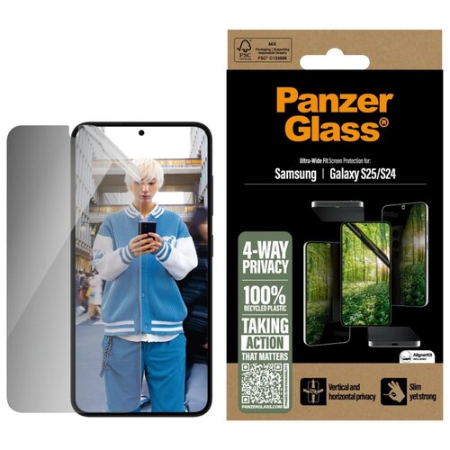 Szkło prywatyzujące PANZERGLASS Eco Matrix Ultra-Wide Fit do Samsung Galaxy S25
