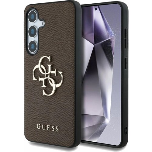 Etui GUESS Grained Big 4G Logo Small Classic Logo do Samsung Galaxy S25+ Brązowy