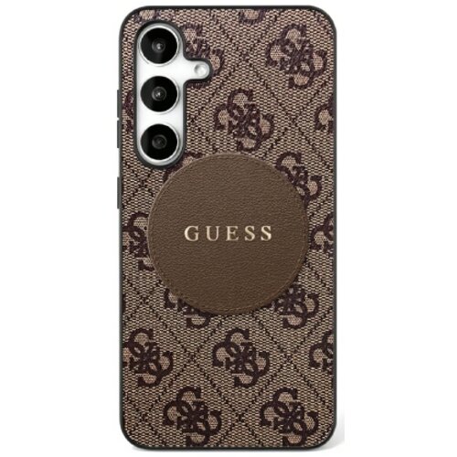 Etui GUESS 4G Round Patch Classic Logo MagSafe do Samsung Galaxy S25 Brązowy
