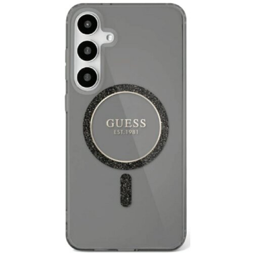 Etui GUESS Glitter Circle Classic Logo MagSafe do Samsung Galaxy S25 Czarny