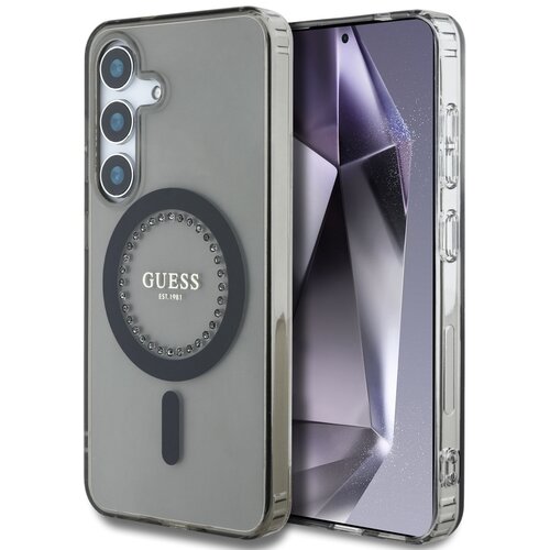 Etui GUESS Rhinestones Printed Classic Logo MagSafe do Samsung Galaxy S25 Czarny