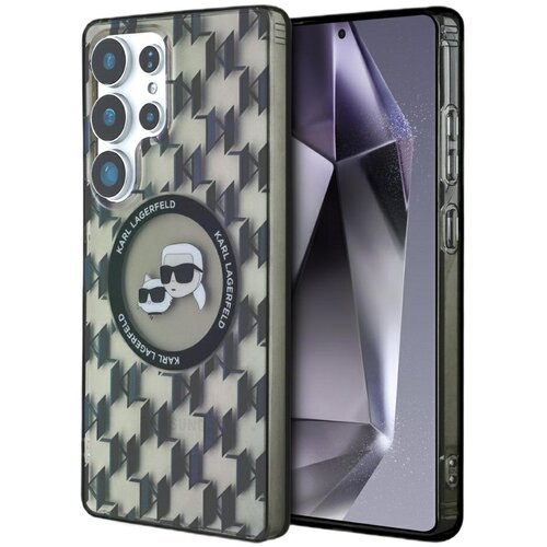 Etui KARL LAGERFELD Button Karl & Choupette Heads On KL Pattern MagSafe do Samsung Galaxy S25 Ultra Czarny