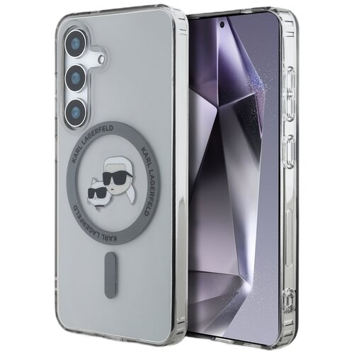 Etui KARL LAGERFELD Button Karl & Choupette Heads Printed Logo MagSafe do Samsung Galaxy S25 Czarny