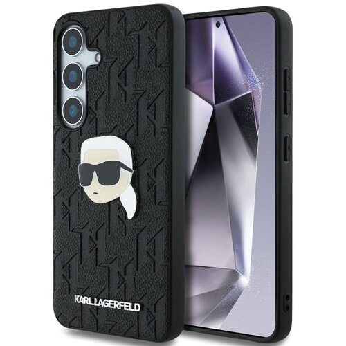 Etui KARL LAGERFELD Leather Monogram Pin Logo Karl Head do Samsung Galaxy S25+ Czarny