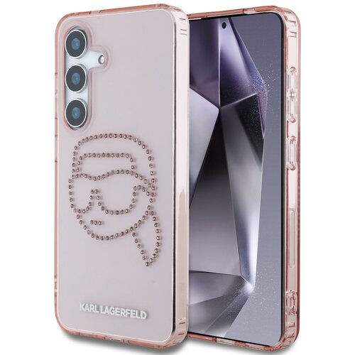 Etui KARL LAGERFELD Rhinestones Karl Head Logo do Samsung Galaxy S25 Różowy