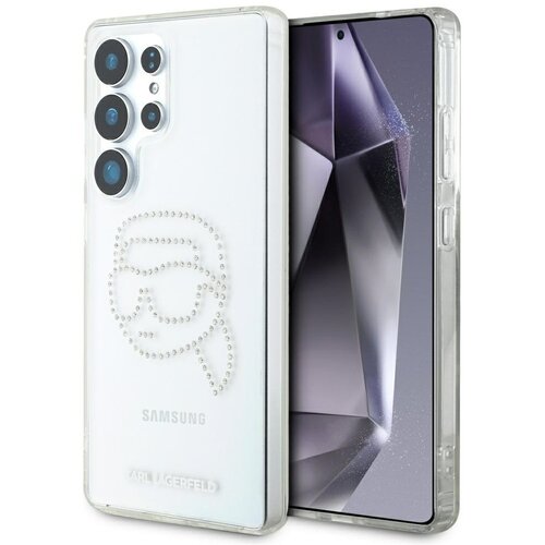 Etui KARL LAGERFELD Rhinestones Karl Head Logo do Samsung Galaxy S25 Ultra Przezroczysty