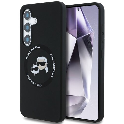 Etui KARL LAGERFELD Silicone Double Heads And Circle MagSafe do Samsung Galaxy S25 Czarny