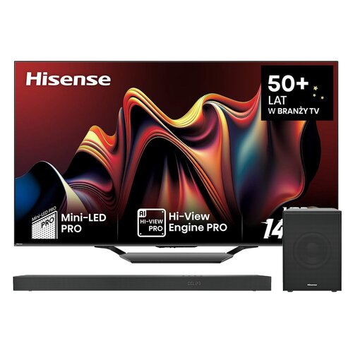 Telewizor HISENSE 85U7NQ 85" MINILED 4K 144Hz VIDAA Full Array Dolby Atmos Dolby Vision HDMI 2.1 + Soundbar HISENSE U5120GW 5.1.2-kanałowy, Bezprzewodowy Subwoofer, 4K,Dolby Atmos,DTS:X,DTS-HD Master,Bluetooth