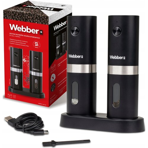 Zestaw młynków do przypraw WEBBER MK-40A Czarny