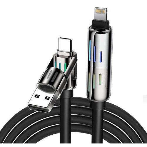 Kabel USB-C/USB-A - USB-C/Lightning BLITZWOLF BW-HDC6 4w1 240W RGB 1.2 m Czarny