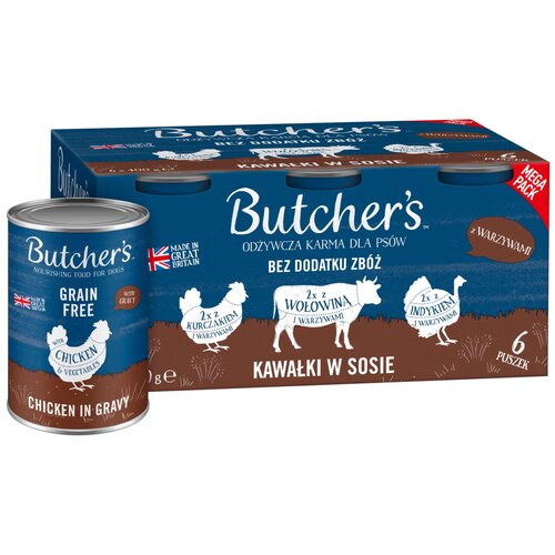 Karma dla psa BUTCHER'S Original Megapack mix smaków z warzywami (6 x 400 g)