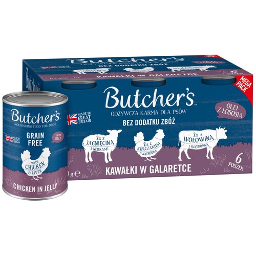Karma dla psa BUTCHER'S Original Megapack mix smaków z wątróbką lub nerkami (6 x 400 g)
