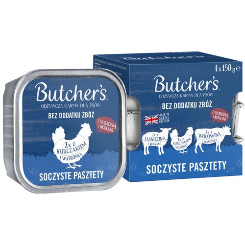 Karma dla psa BUTCHER'S Original mix smaków z wątróbką lub nerkami (4 x 150 g)