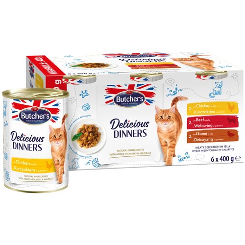 Karma dla kota BUTCHER'S Delicious Dinners Megapack Mix smaków (6 x 400 g)