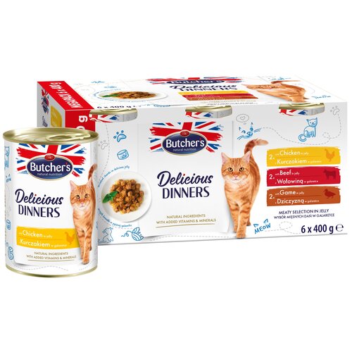Karma dla kota BUTCHER'S Delicious Dinners Megapack Mix smaków (6 x 400 g)