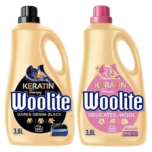 Płyn do prania WOOLITE Keratin Therapy Czarny 3600 ml + Płyn do prania WOOLITE Keratin Therapy Delicate 3600 ml