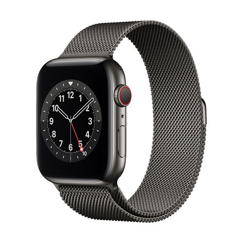 APPLE Watch 6 GPS + Cellular 44mm koperta ze stali nierdzewnej (grafitowy) + bransoleta mediolańska (grafitowy)