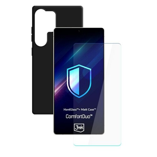 Etui 3MK ComfortDuo Matt Black do Samsung Galaxy S25 Ultra Czarny + szkło hartowane