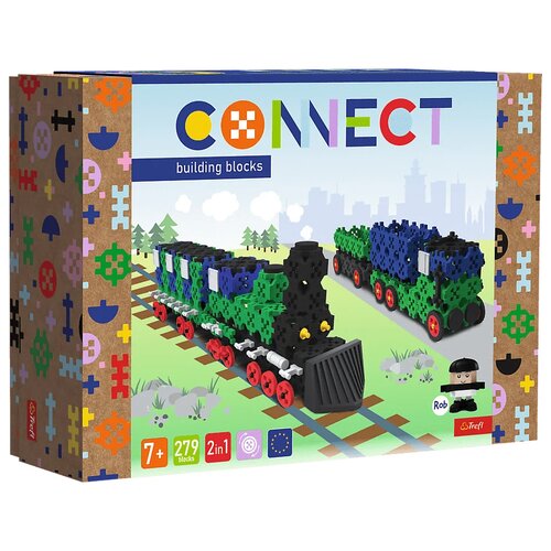 Klocki plastikowe TREFL Connect 2w1 Pociąg / Ciężarówka z przyczepą 61976
