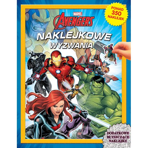 Książka z naklejkami Naklejkowe wyzwania. Marvel Avengers (miękka okładka)