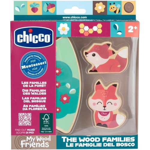 Zabawka CHICCO My Wood Friends Drewniana rodzinka 2 Liski Zestaw Mama 00012208600000