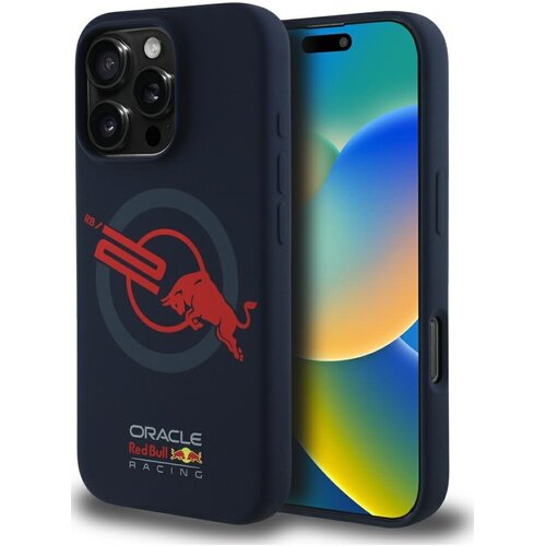 Etui RED BULL HC Silicone ORBR20 Logo Red Lining MagSafe do Apple iPhone 16 Pro Max Granatowy
