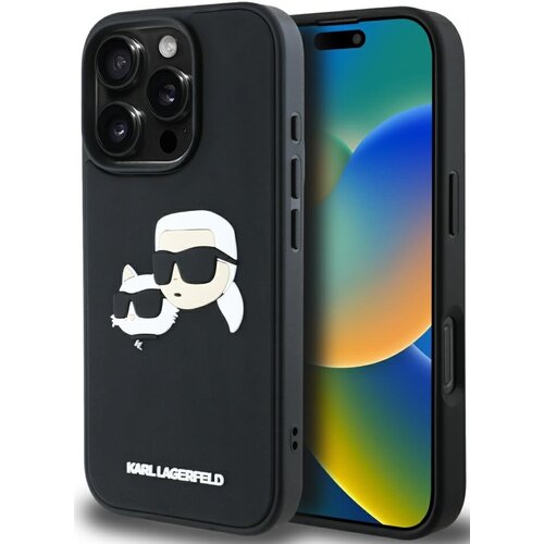 Etui KARL LAGERFELD HC 3D Rubber Double Heads do Apple iPhone 16 Pro Czarny