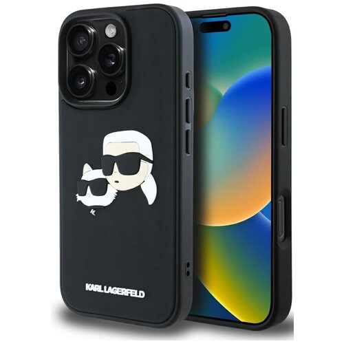 Etui KARL LAGERFELD HC 3D Rubber Double Heads do Apple iPhone 16 Pro Max Czarny