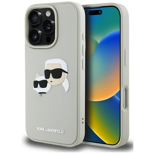 Etui KARL LAGERFELD HC 3D Rubber Double Heads do Apple iPhone 16 Pro Max Beżowy