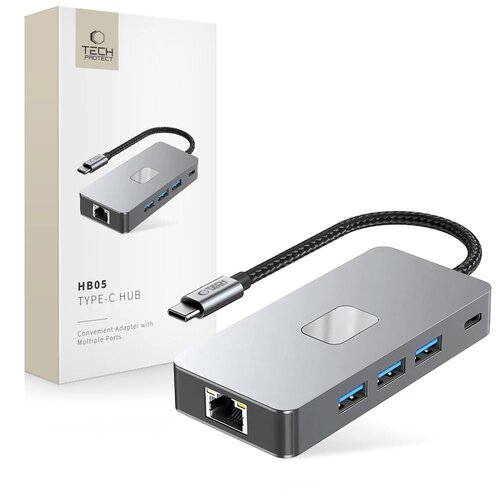 Hub TECH-PROTECT HB05 9w1 USB Typu C, Pasywny Szary