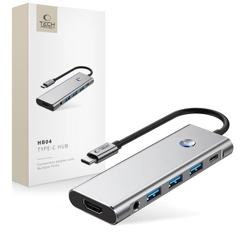 Hub TECH-PROTECT HB04 9w1 USB Typu C, Pasywny Szary