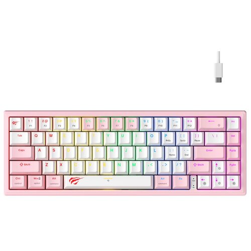 Klawiatura HAVIT KB874L Różowo-Biały