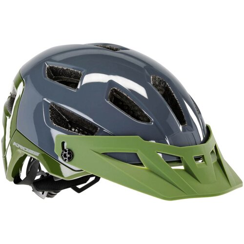 Kask rowerowy KROSS Adventuro Pro Szaro-zielony MTB (rozmiar L)