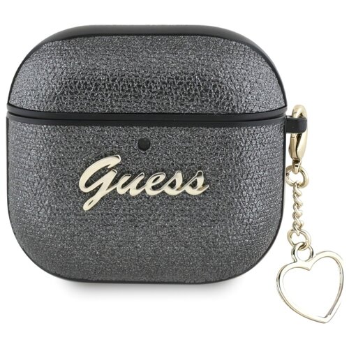 Etui na słuchawki GUESS Metallic Script Charm do Apple AirPods 4 Czarny