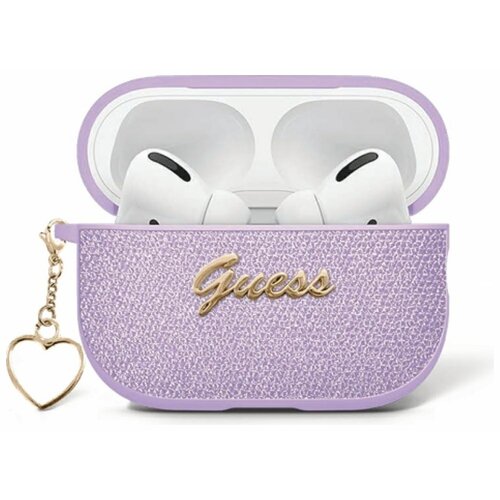 Etui na słuchawki GUESS Metallic Script Charm do Apple Airpods 4 Fioletowy