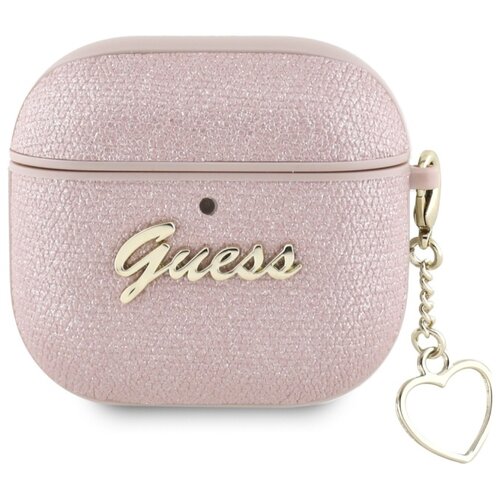 Etui na słuchawki GUESS Metallic Script Charm do Apple Airpods 4 Różowy