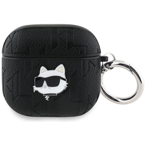 Etui na słuchawki KARL LAGERFELD Monogram Choupette Head do Apple Airpods 4 Czarny