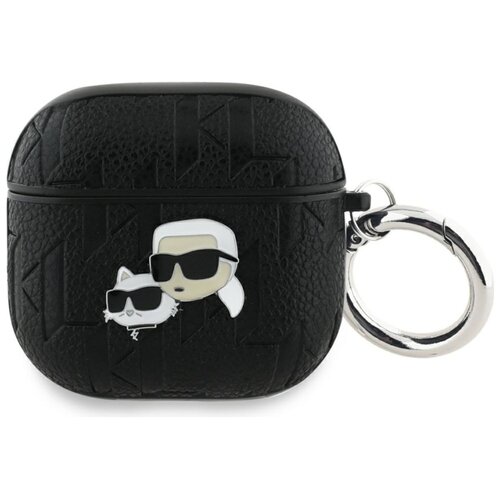 Etui na słuchawki KARL LAGERFELD Monogram Karl & Choupette Head do Apple Airpods 4 Czarny