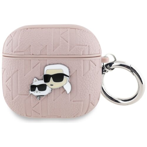Etui na słuchawki KARL LAGERFELD Monogram Karl & Choupette Head do Apple Airpods 4 Różowy