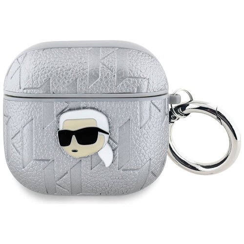 Etui na słuchawki KARL LAGERFELD Monogram Karl Head do Apple AirPods 4 Srebrny