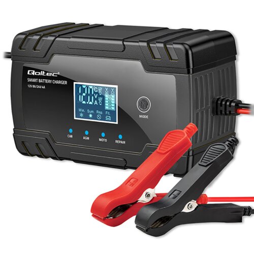 Inteligentna ładowarka QOLTEC 52490 do akumulatorów AGM GEL SLA WET 8A 12-24V