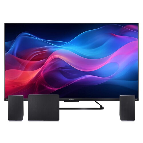 Telewizor SHARP 65GR8765E 65" QLED 4K 144Hz Google TV Dolby Atmos Dolby Vision HDMI 2.1 + Subwoofer SHARP CP-AWS0101 Czarny + Kolumny głośnikowe SHARP CP-AWS 2001 Czarny (2 szt.)