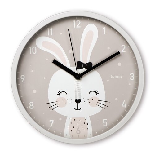 Zegar ścienny HAMA Lovely Bunny 25 cm Biało-szary